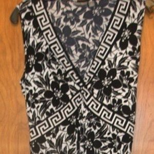Apt. 9 Ladies Black & White Floral Print Tie Back